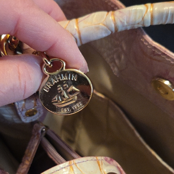 Brahmin Amelia Lilac Whimsy Crocodile Embossed Bucket Bag - Picture 11 of 12